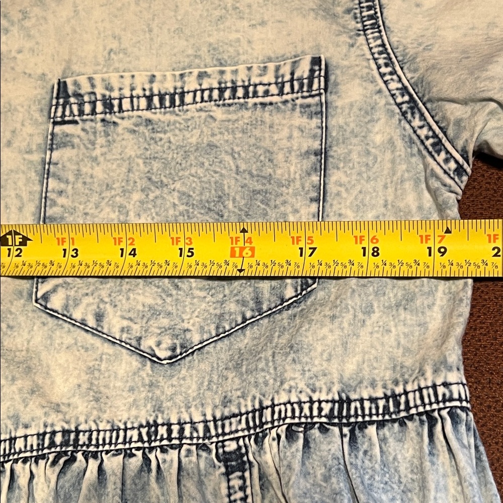 BIBI* Chambray Pearl Snap Western Peplum Shirt - Picture 11 of 16